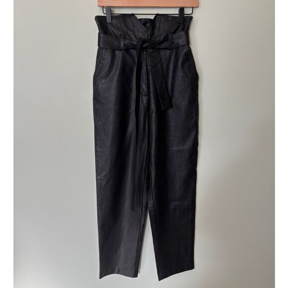 Bardot Debbie Textured Faux Leather Pants XS 4 High Waist Ankle - Picture 2 of 10